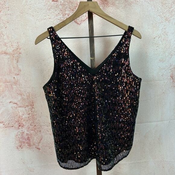 NWT LOFT glam gatsby sequin top size S cocktail party statement holiday v-neck - Picture 4 of 4